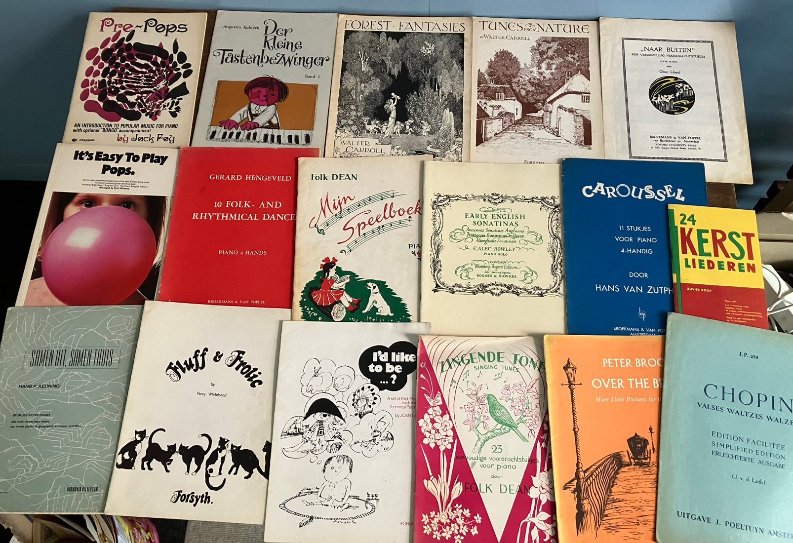 Veel bladmuziek piano fluit zang quatre mains antiek vintage, Gebruikt, Klassiek, Overige soorten, Ophalen of Verzenden
