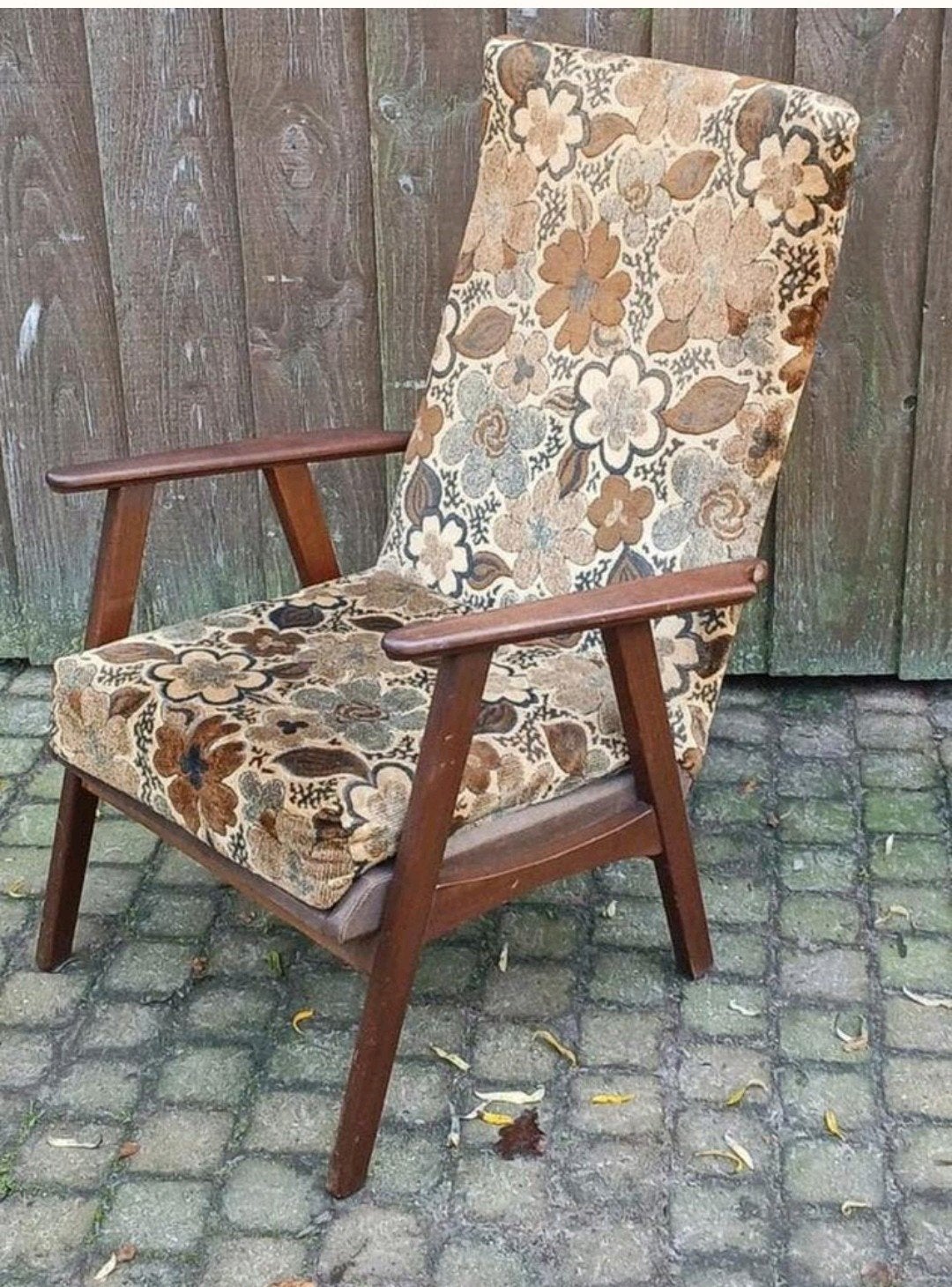 Vintage fauteuil met bloemenprint, Ophalen of Verzenden