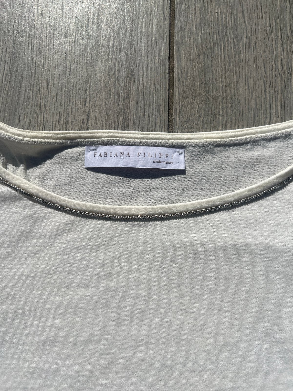 Fabiana Filippi T-shirt met korte mouwen, ecru, maat 42, Wit, Maat 46/48 (XL) of groter, Ophalen of Verzenden, Zo goed als nieuw