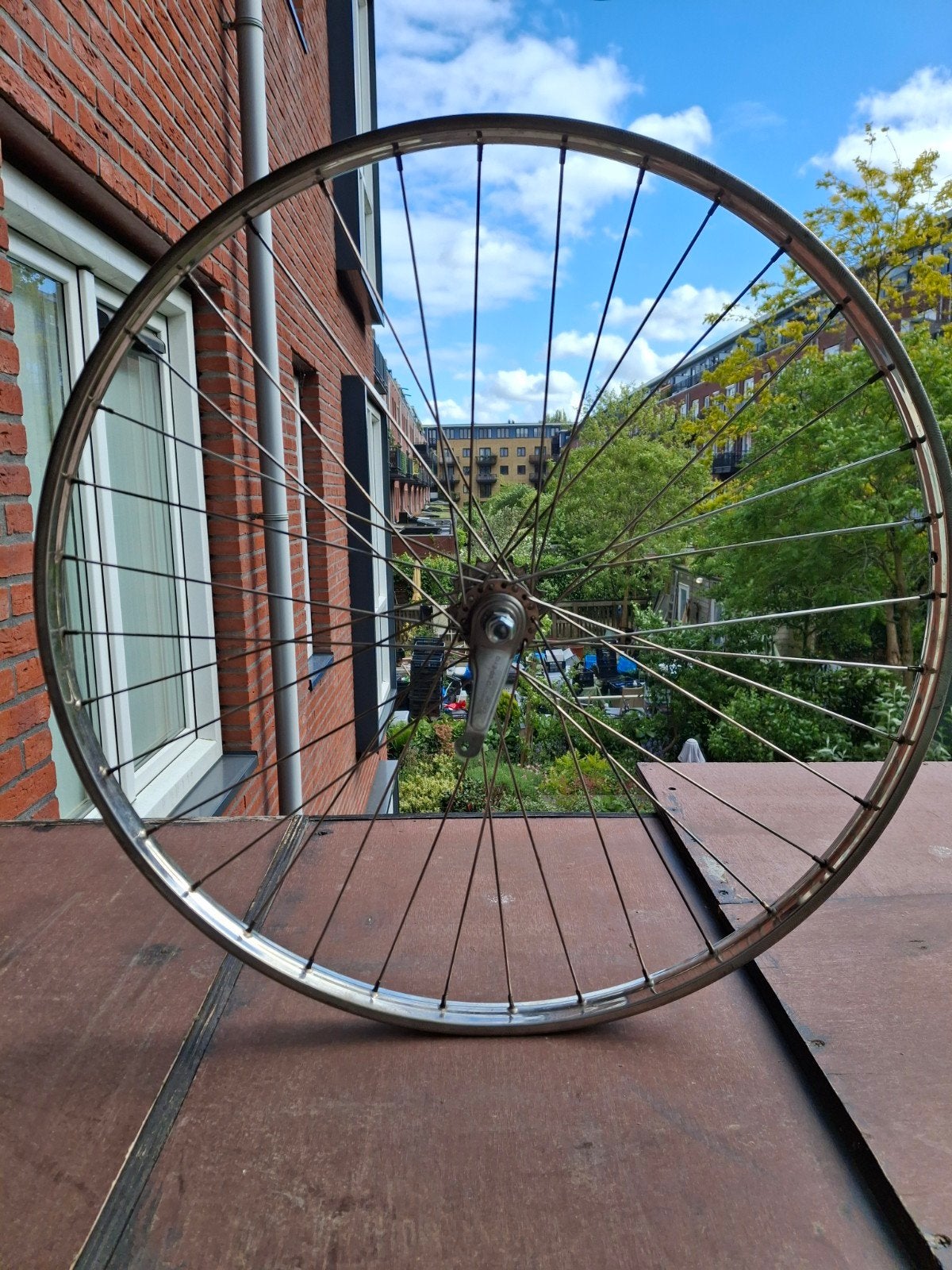 RVS Achterwiel met terugtraprem 28 x 1 1/2, Fietsen en Brommers, Fietsonderdelen, Ophalen, Stadsfiets, Wiel