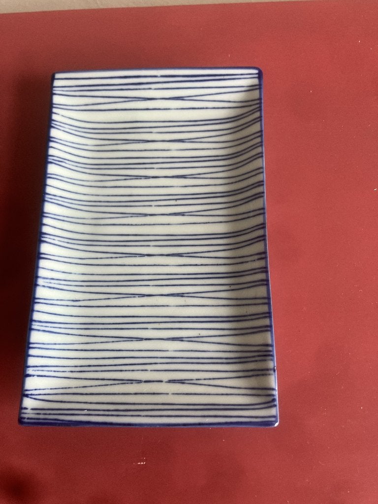 Serveer Sushi met dit trendy, blauw/wit sushibord, Ophalen of Verzenden, Zo goed als nieuw, Bord(en), Overige stijlen