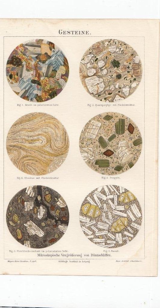 Schitterende litho Duitsland 1895 - Geologie, Natuur, Gebruikt, Ophalen of Verzenden, Voor 1940