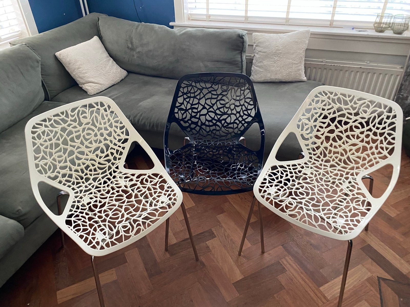 Casprini Caprice stoelen - set van 3 (wit en zwart), Ophalen, Kunststof, Gebruikt, Drie
