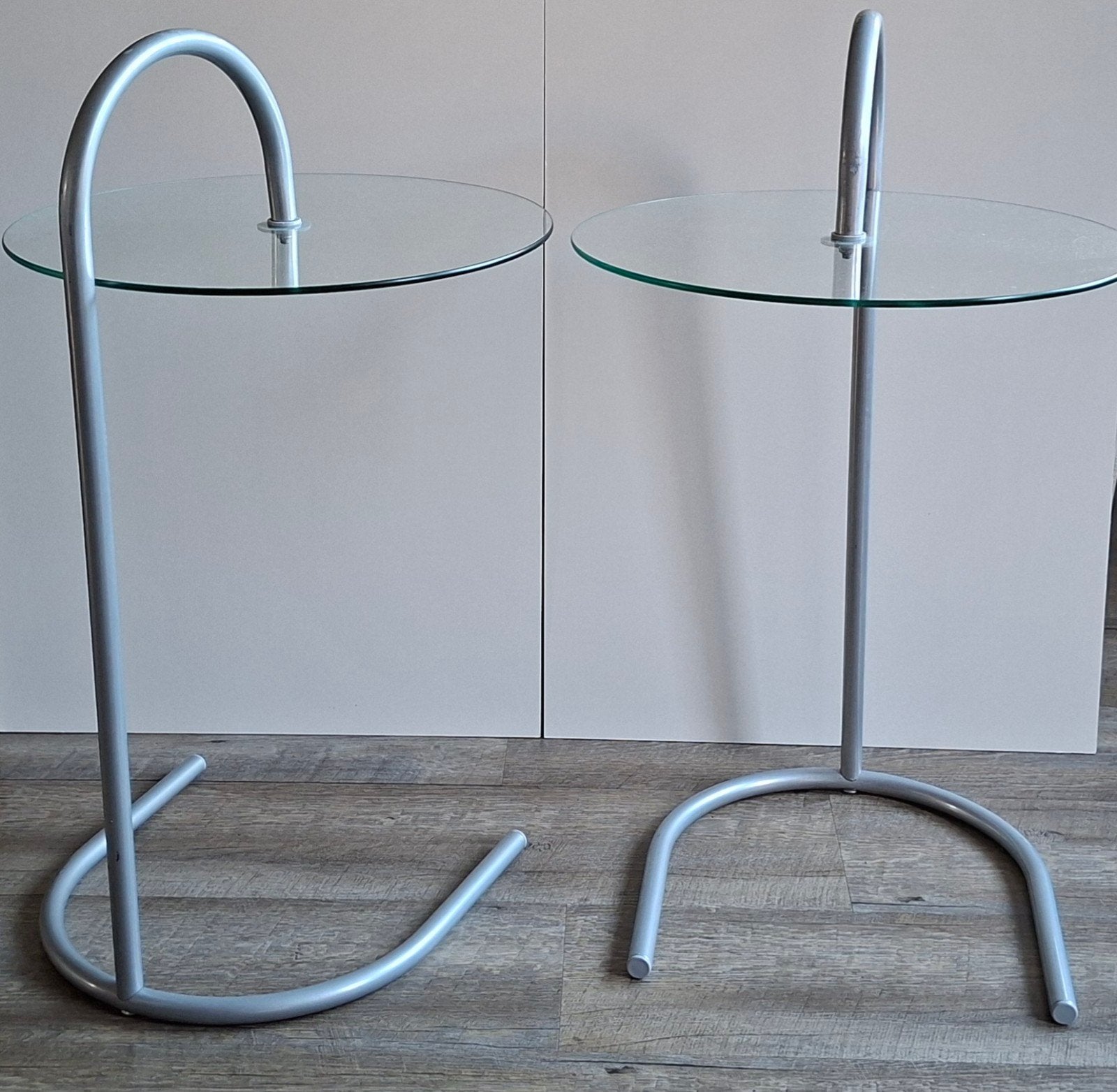 2 vintage IKEA RY bijzettafeltjes., Huis en Inrichting, Minder dan 55 cm, Gebruikt, Rond, Glas