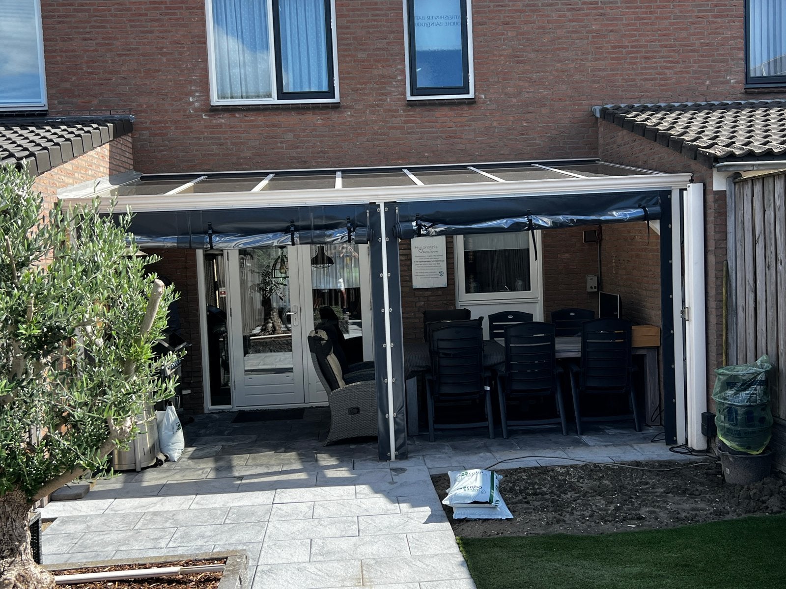 Luxe aluminium veranda wit Ral 2016 zon werend glas, Tuin en Terras, Ophalen, Gebruikt, Veranda