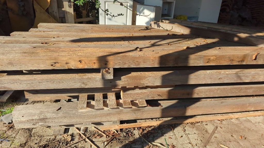 Stevige/Zware houten balken 4 meter, Ophalen, Grenen, Balk, 50 mm of meer