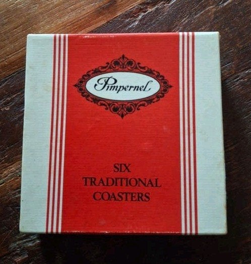 Vintage Engelse Pimpernel onderzetters - set van 6, Ophalen of Verzenden, Gebruikt
