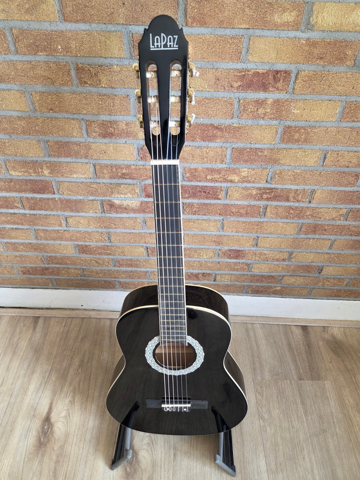 LaPaz 3/4  Gitaar Zwart met Hoes en Standaard, Ophalen, Zo goed als nieuw, Klassieke of Spaanse gitaar
