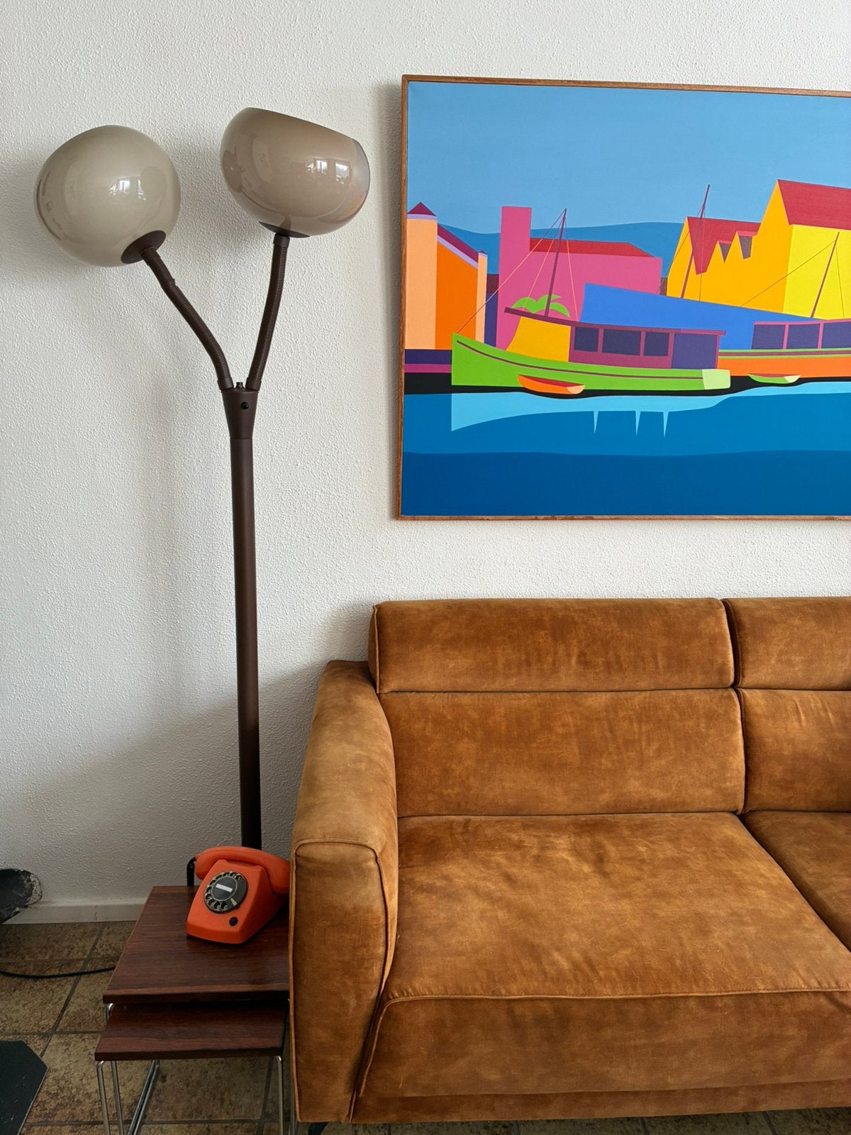 Vintage Dijkstra vloerlamp - Space Age, Huis en Inrichting, Lampen | Vloerlampen, Ophalen, Gebruikt, Kunststof, 150 tot 200 cm