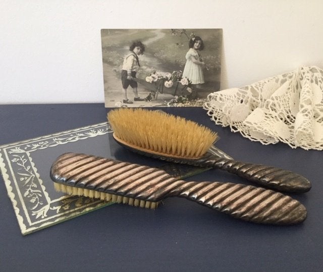 Antieke Franse borstelset met prachtig reliëf, Ophalen of Verzenden