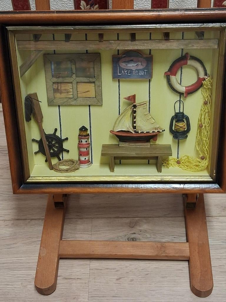 Nautisch 3D Schilderij in Houten Lijst - Maritieme Decoratie, Ophalen, Gebruikt