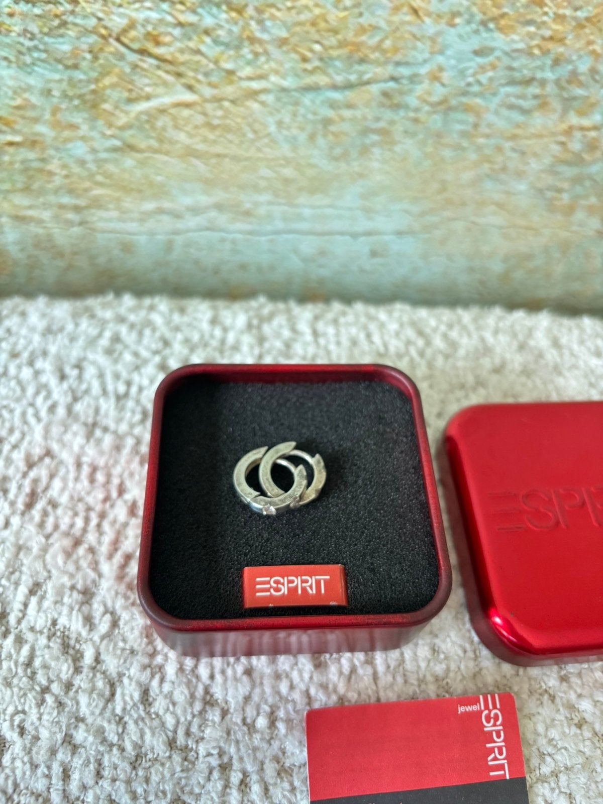 Mooie zilveren esprit oorbellen / creolen met edelstenen, Sieraden, Tassen en Uiterlijk, Ophalen, Gebruikt, Zilver