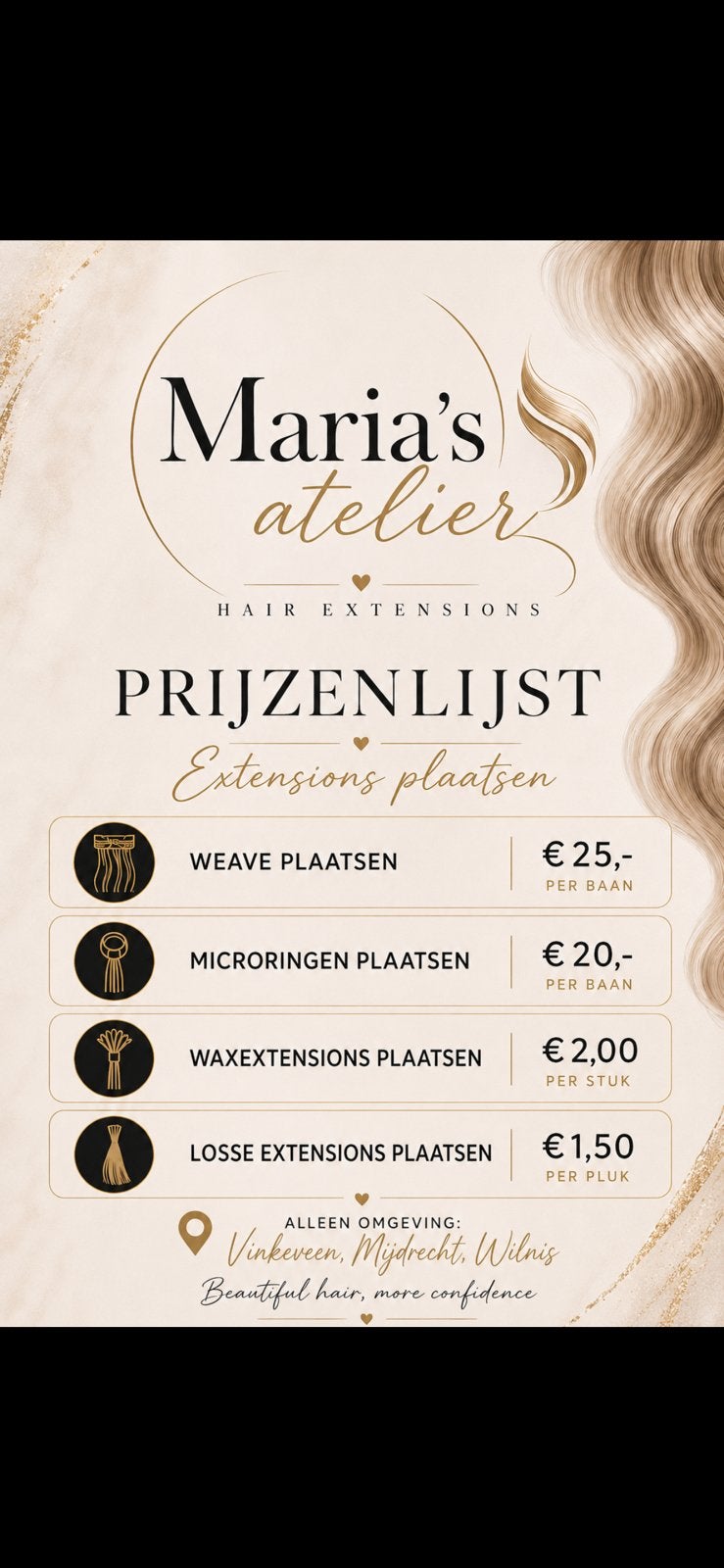 hairextensions, Variabele uren, Overige niveaus, Starter, Overige vormen