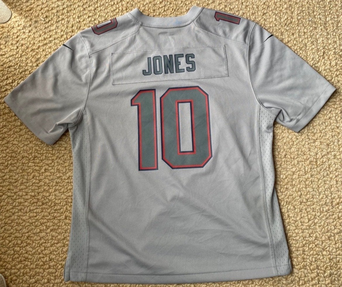 New England Patriots Jones #10 NFL Jersey - Maat L-G-G, Maat 52/54 (L), Verzenden, Zo goed als nieuw, Grijs