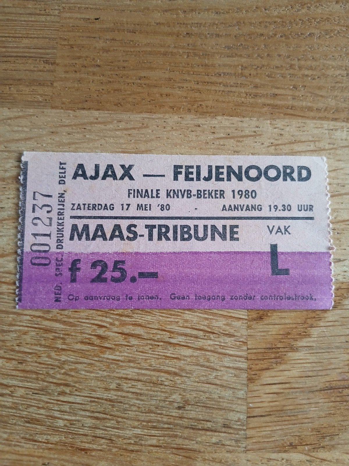 ticket 79-80 ajax-Feyenoord Bekerfinale, Verzenden, Ajax, Overige typen