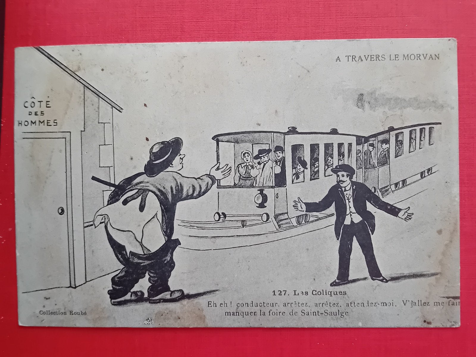 Ansichtkaart Humor, Ophalen of Verzenden, Gebruikt, Trein, Kaart of Prent