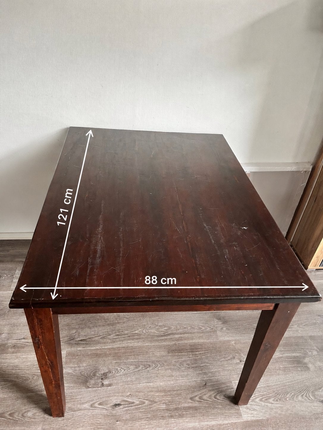 Donkerbruine eettafel, Ophalen, Gebruikt, Overige materialen, 100 tot 150 cm