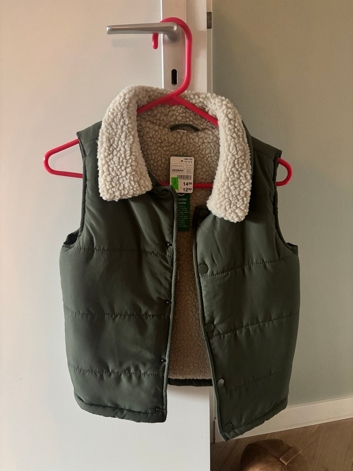 Nieuw Zeeman Bodywarmer Groen met Teddy Voering Maat 146/152, Kinderen en Baby's, Ophalen of Verzenden, Nieuw, Jongen of Meisje