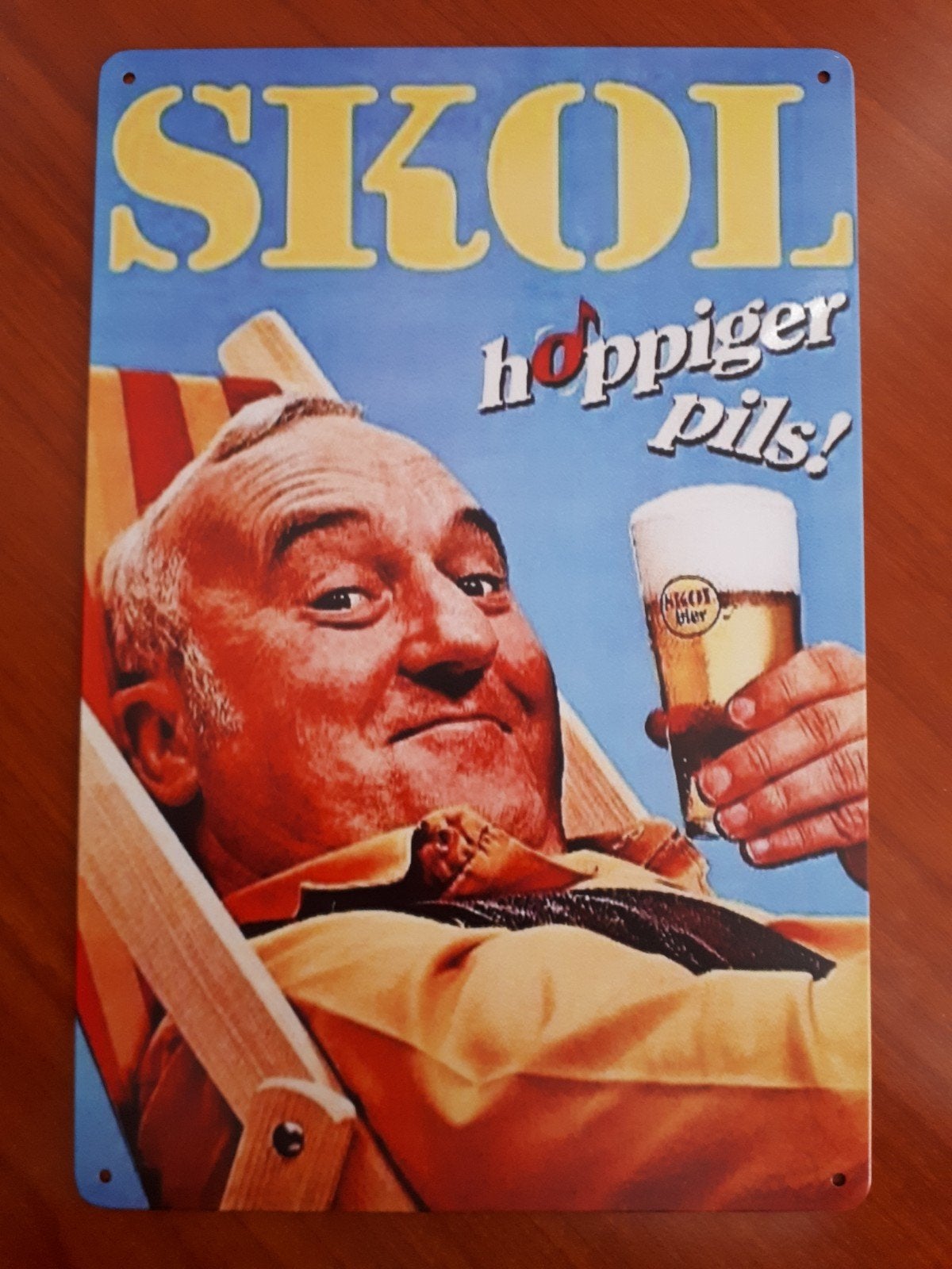 skol Bier 20x30 cm Metalen Reclamebord, Verzenden, Zo goed als nieuw, Reclamebord, Plaat of Schild, Overige merken
