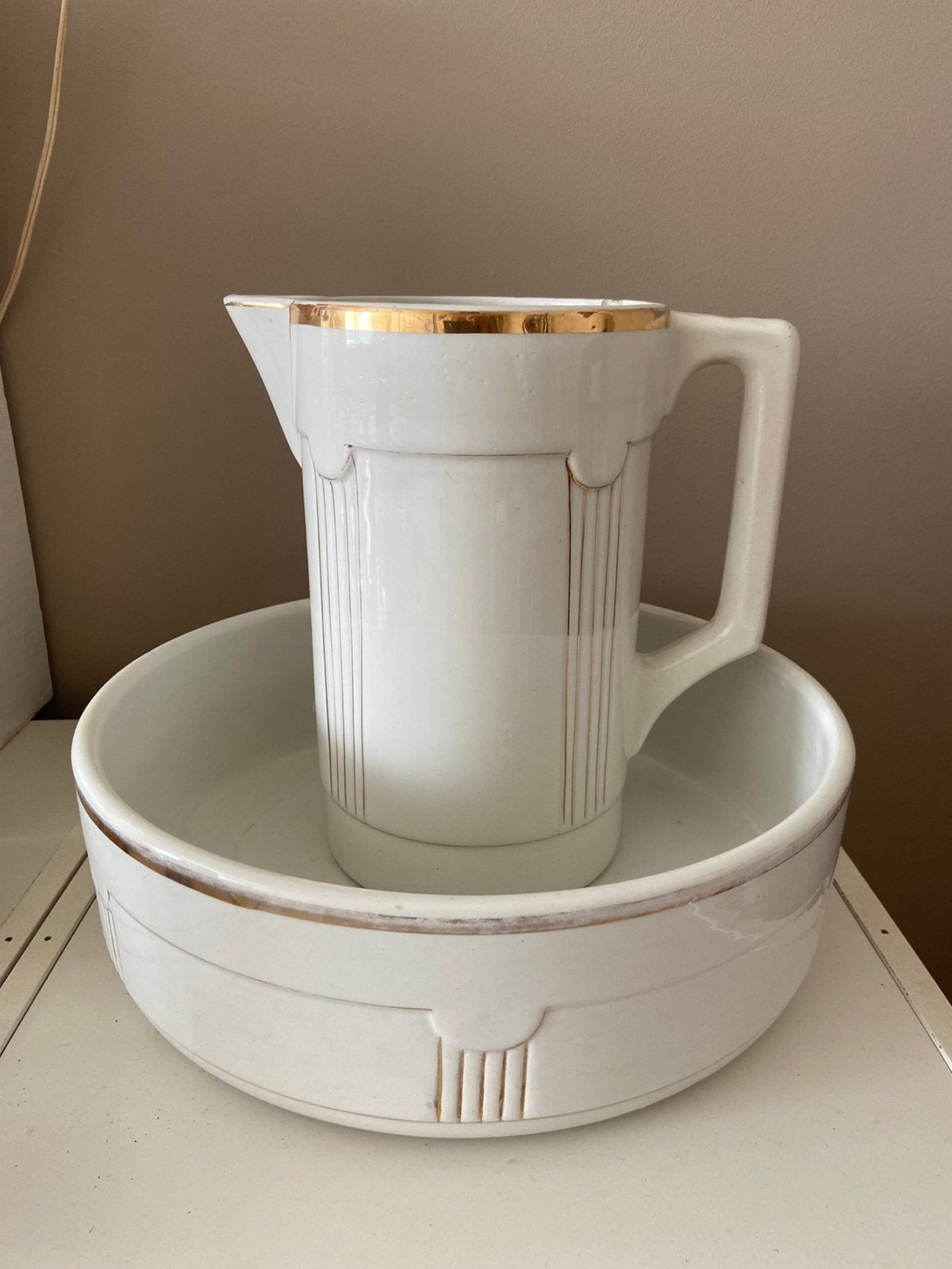 Oud 2 delig lampetset crème, Ophalen