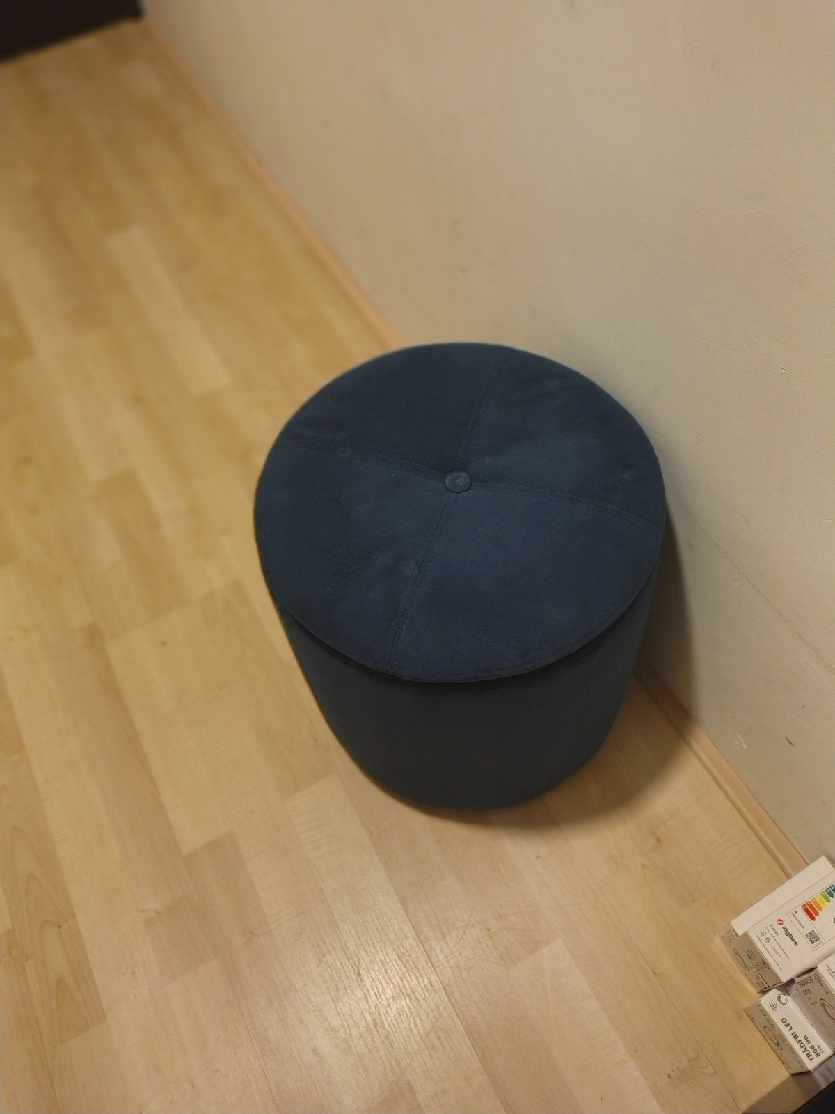 Fluweel Poef / Ottoman met Opbergruimte, Minder dan 50 cm, Rond, Minder dan 50 cm, Ophalen of Verzenden