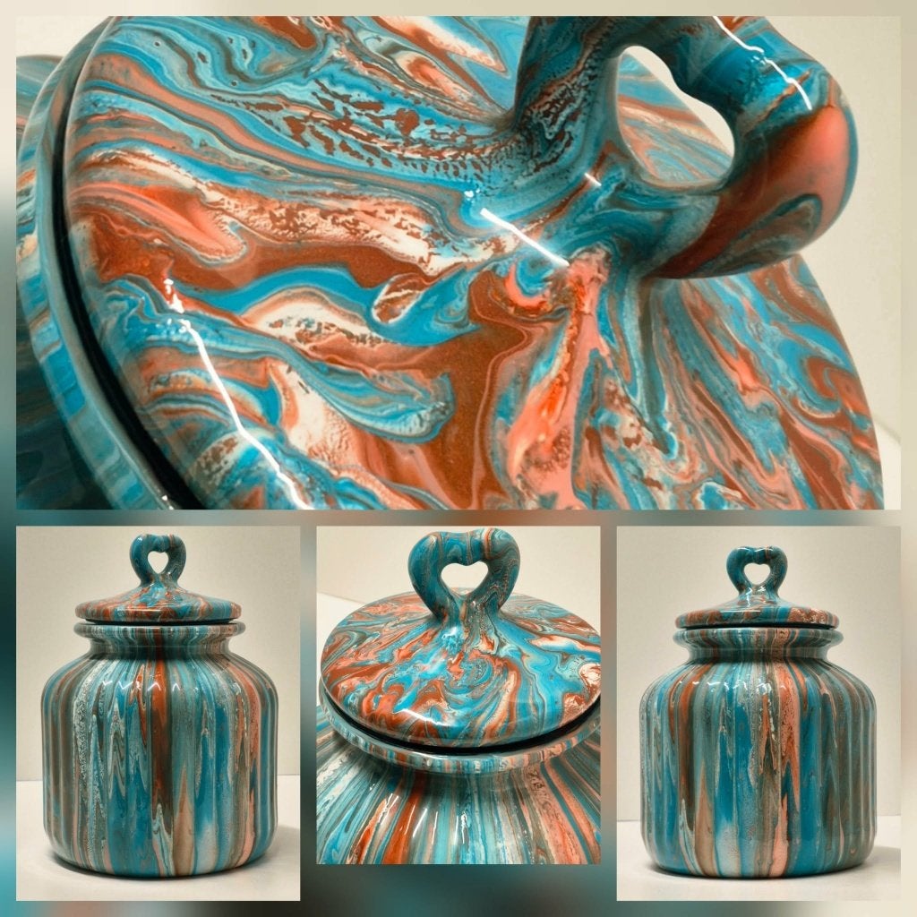 voorraadpot gegoten uniek pouring art kunst epoxy handmade, Ophalen of Verzenden, Nieuw