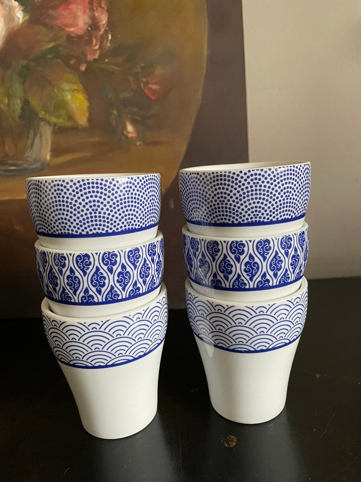 TOKYO design studio blauw/witte bekertjes, Ophalen of Verzenden, Zo goed als nieuw, Aardewerk, Overige stijlen