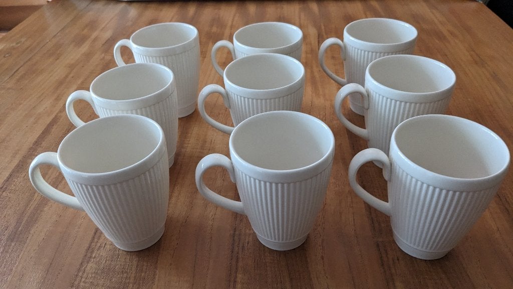 Wedgwood Windsor mok / beker met oor 10 cm 9 stuks, Zo goed als nieuw, Modern, Mok, Ophalen of Verzenden