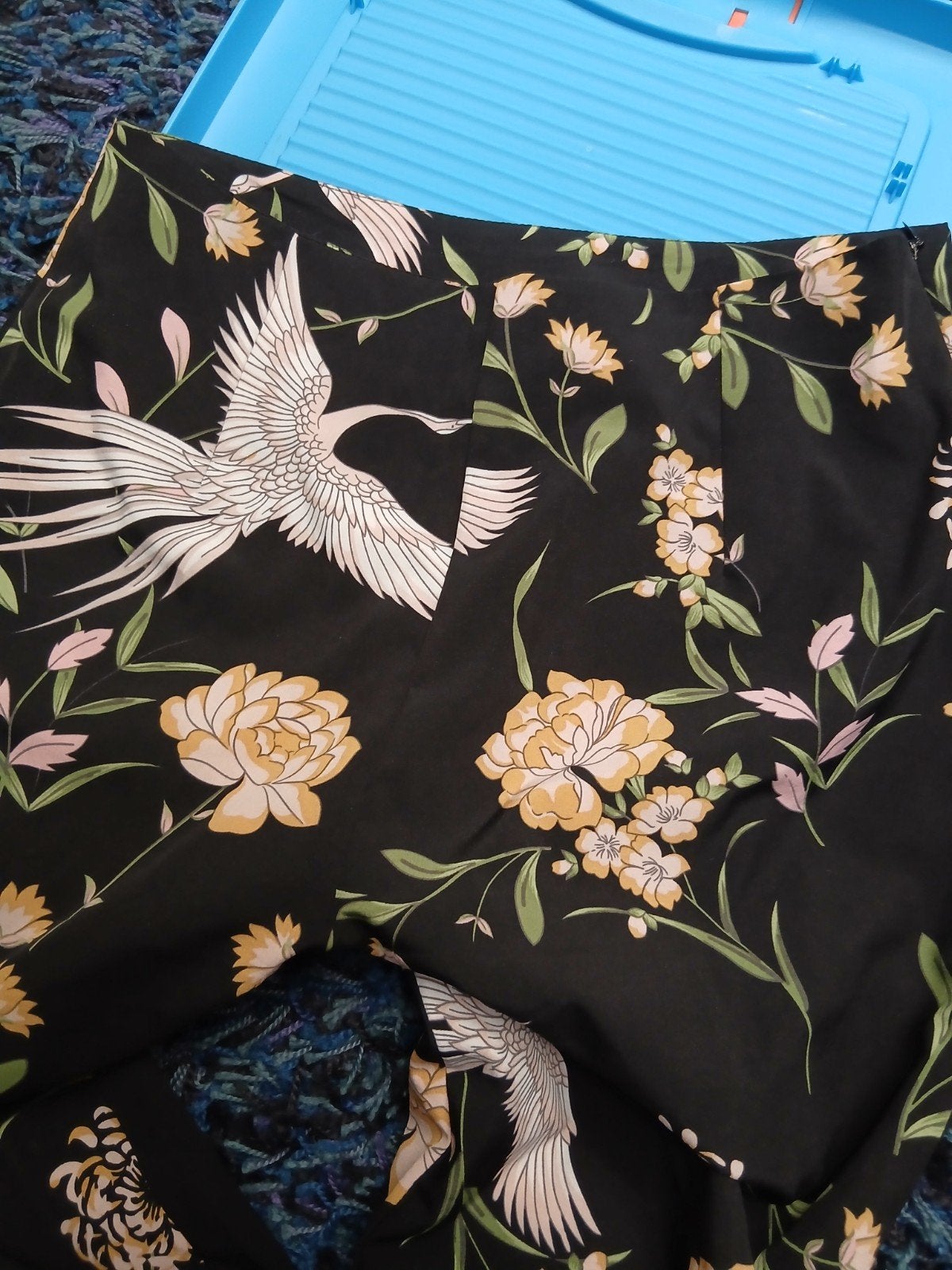 Luchtige Zomerbroek met Kraanvogelprint - Maat M, Maat 38/40 (M), Zwart, Ophalen of Verzenden, Lang