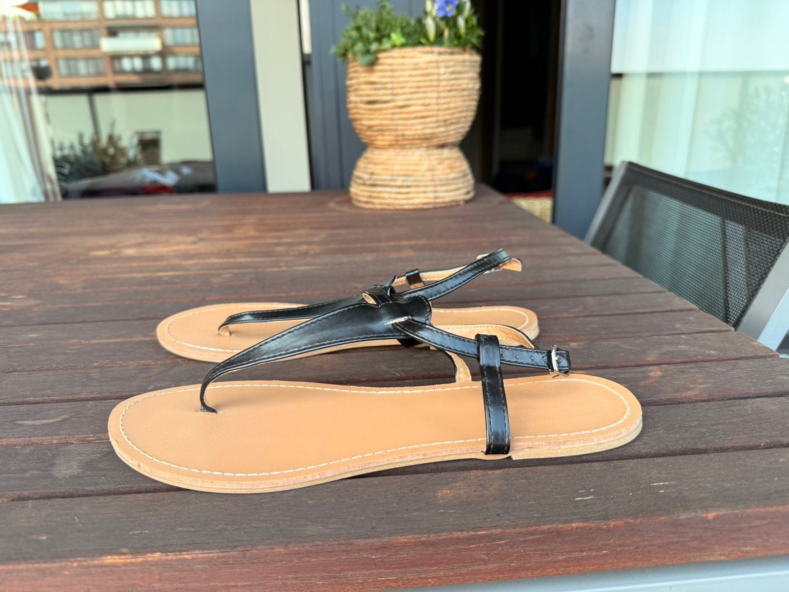 Zwarte sandalen HEMA maat 39/40, Kleding | Dames, Ophalen of Verzenden, Zo goed als nieuw, Zwart, Sandalen of Muiltjes
