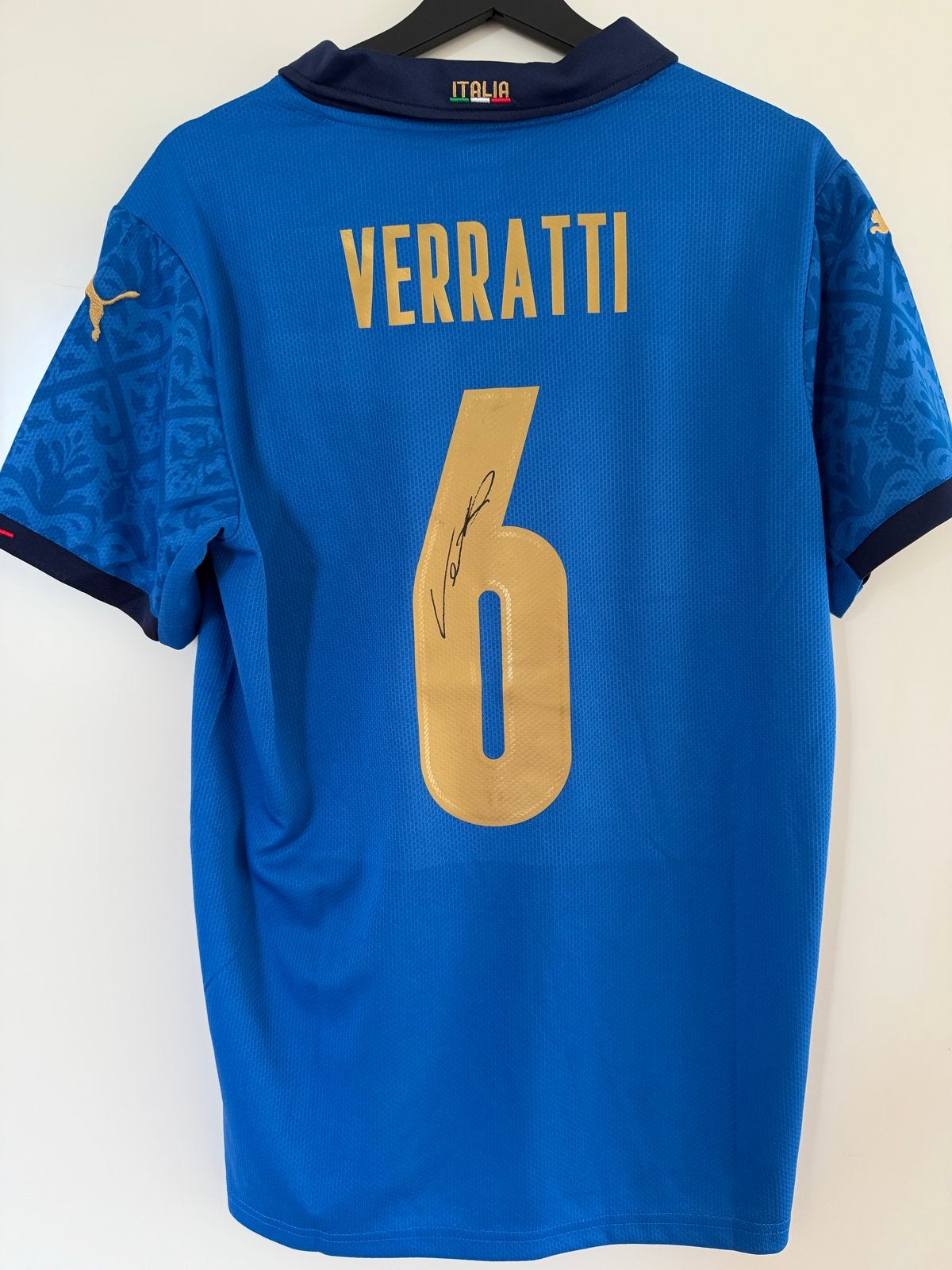Gesigneerd Verratti Italië shirt met video, Ophalen of Verzenden, Zo goed als nieuw, Shirt