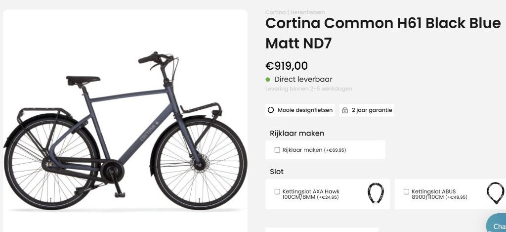 Cortina Common H61 Black Blue Matt ND7, Fietsen en Brommers, Fietsen | Dames | Damesfietsen, Overige merken, Zo goed als nieuw