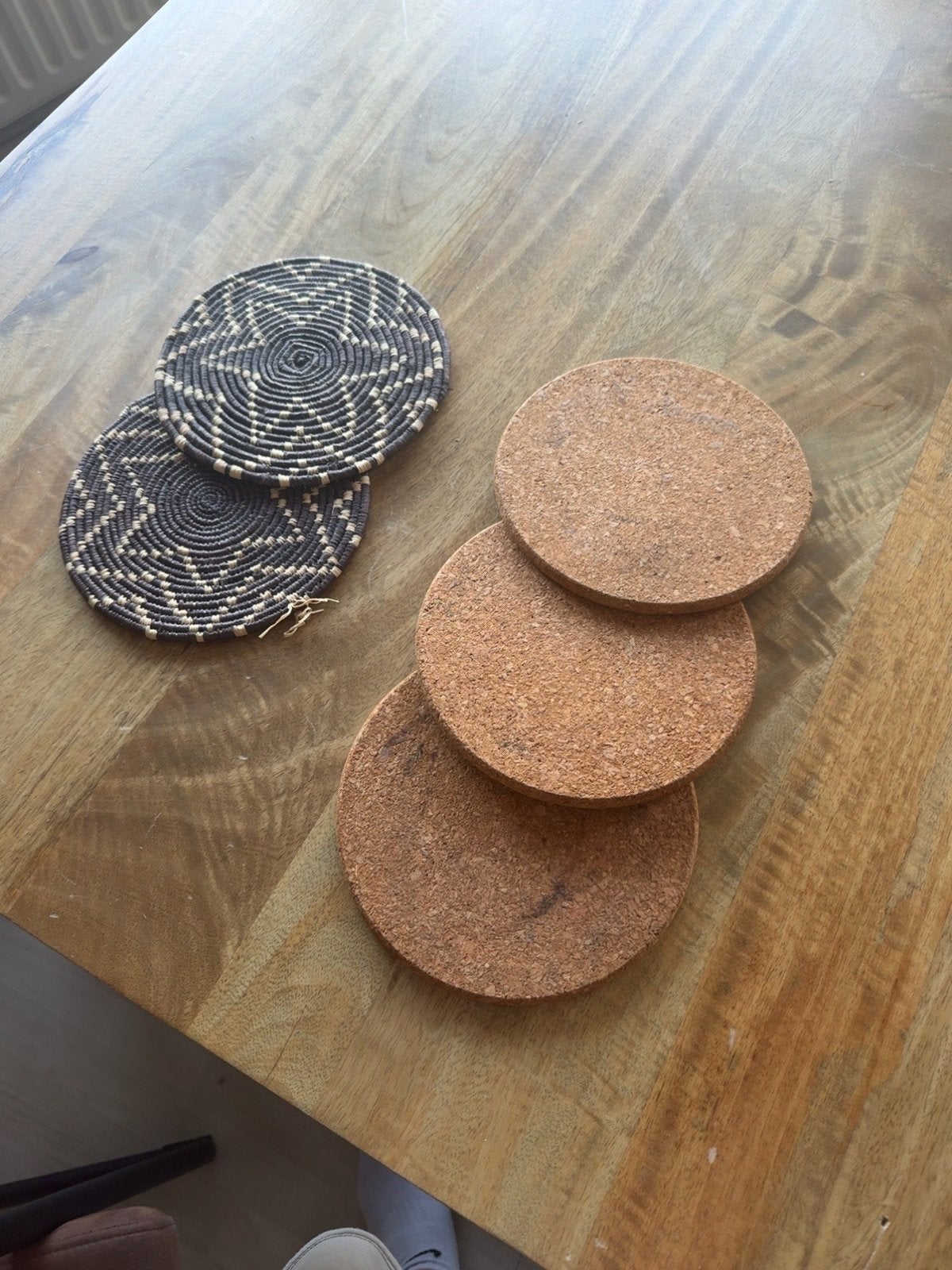 Set onderzetters – kurk & handgemaakt, Gebruikt, Boho, Ophalen of Verzenden, Natuurlijk materiaal