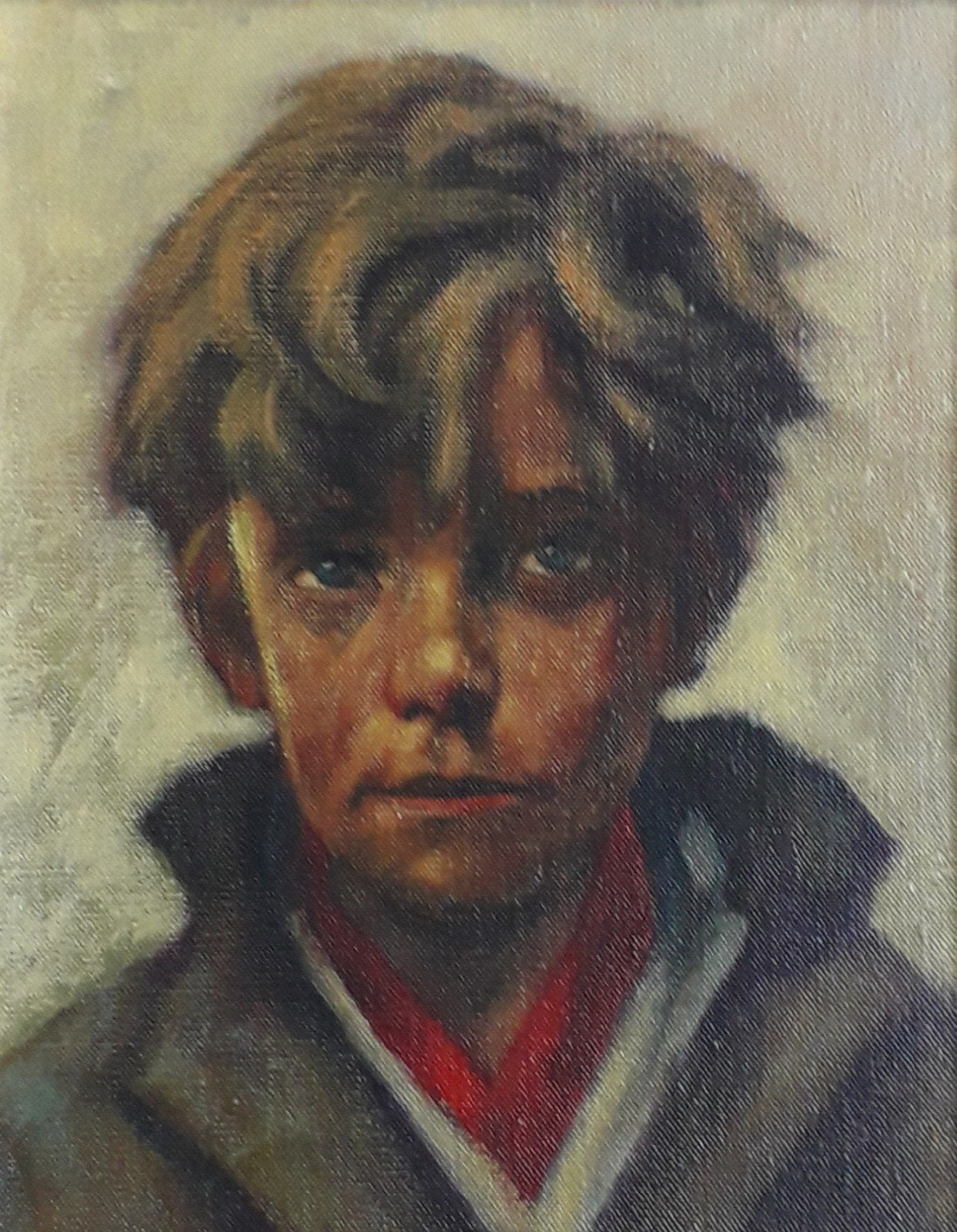 DE STOERE JONGEN>STERK PORTRET KIND>OUD 1965>MOOIE LIJST, Antiek en Kunst, Kunst | Schilderijen | Klassiek, Ingelijst, Doek, Portret of Personen