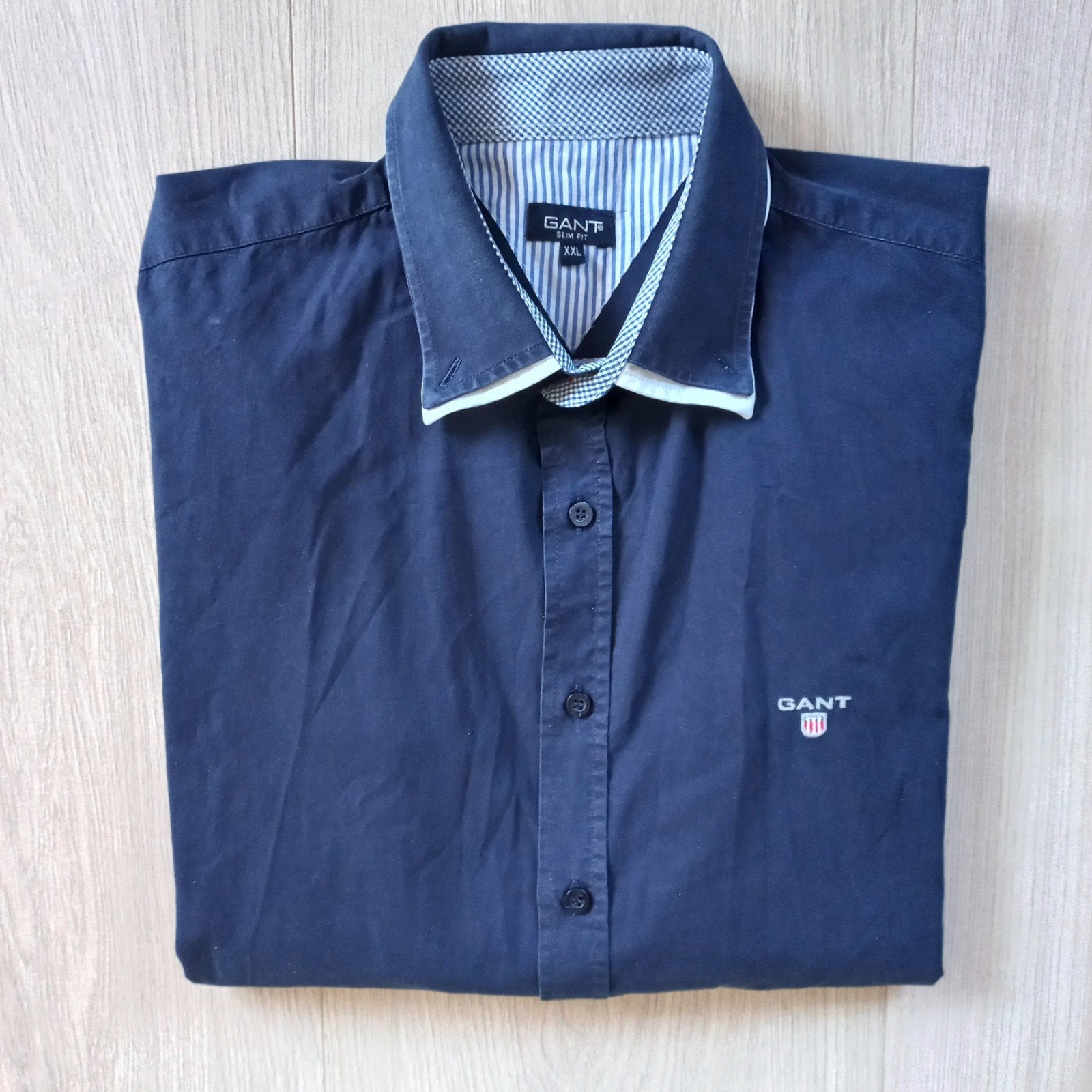 Stijlvol Gant Slim Fit Overhemd Donkerblauw XXL, Kleding | Heren, Blauw, Ophalen of Verzenden, Zo goed als nieuw, Overige halswijdtes