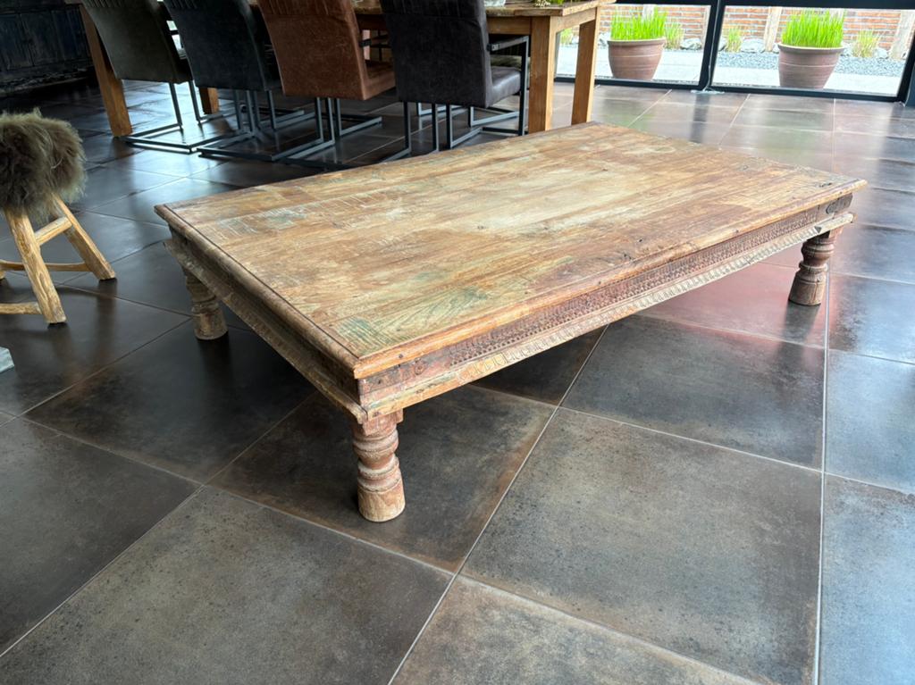 Grote oude landelijke salontafel., Ophalen, Gebruikt, 100 tot 150 cm, Landelijk