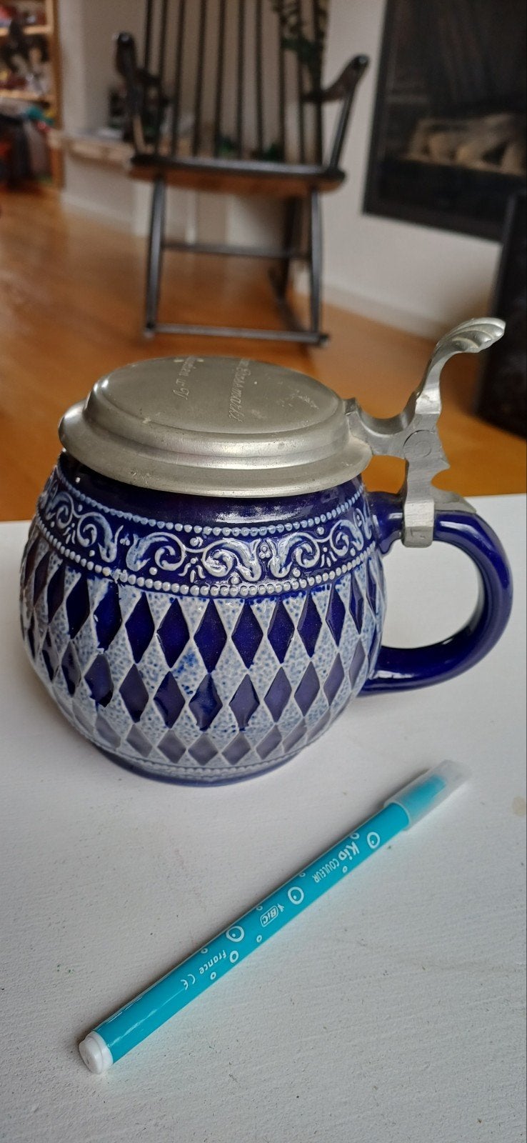 Duitse bierpul / stoup met tinnen deksel – Marzi &, Verzamelen, Ophalen of Verzenden, Zo goed als nieuw, Pul(len), Overige merken