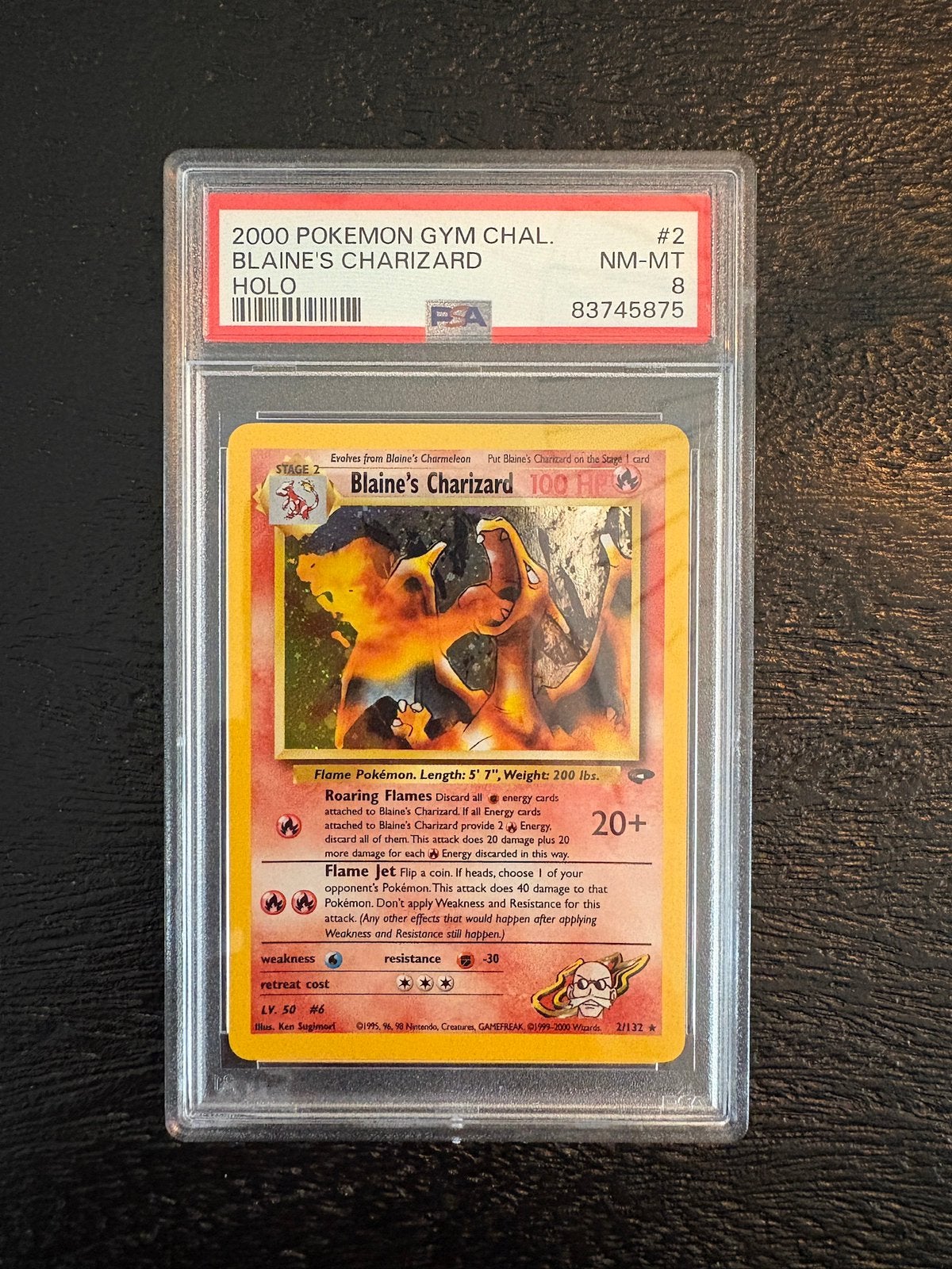 Blaine’s Charizard Pokemon PSA 8, Hobby en Vrije tijd, Verzamelkaartspellen | Pokémon, Ophalen of Verzenden, Zo goed als nieuw