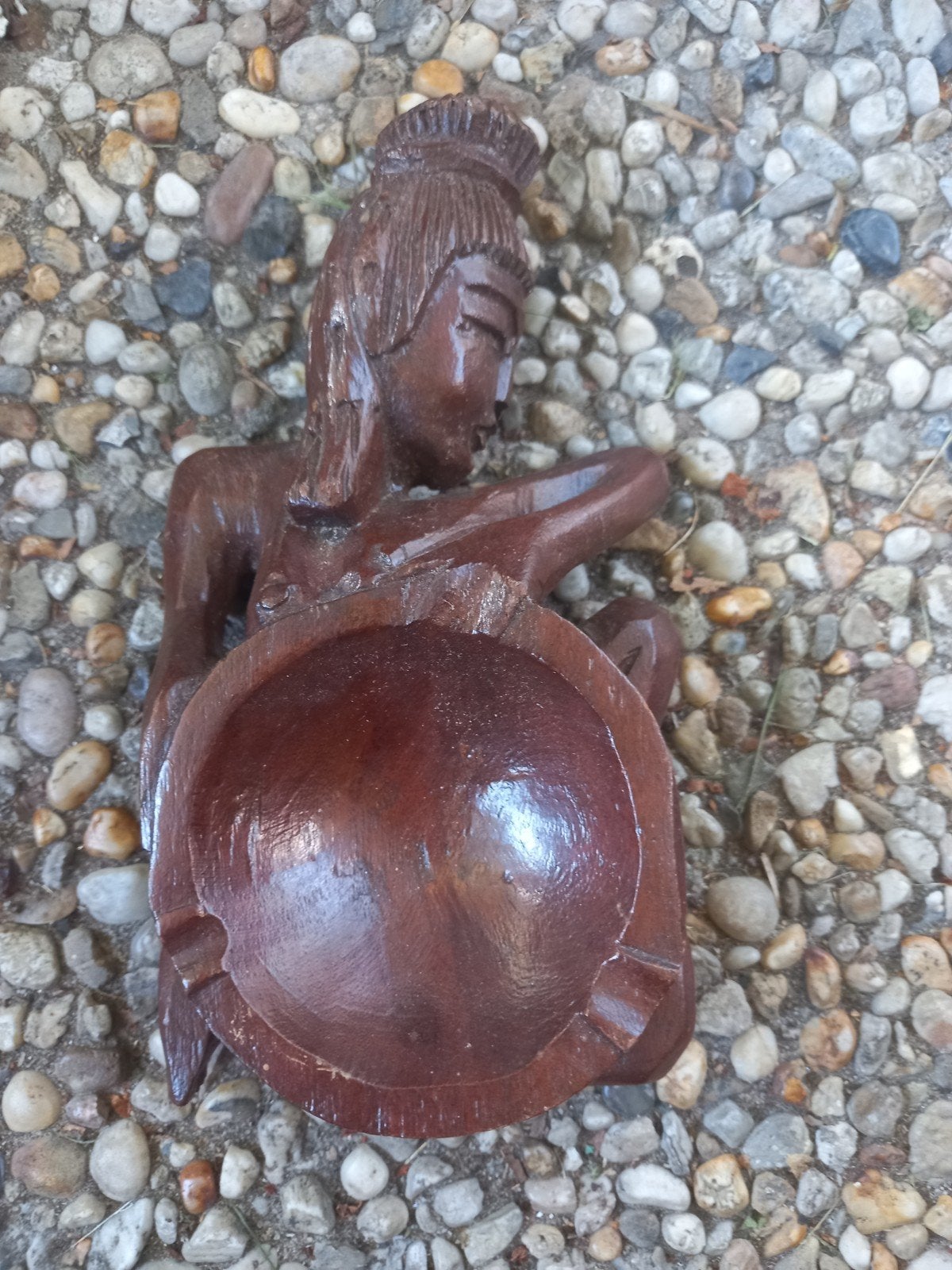 Unieke houten asbak met figuur, Ophalen of Verzenden