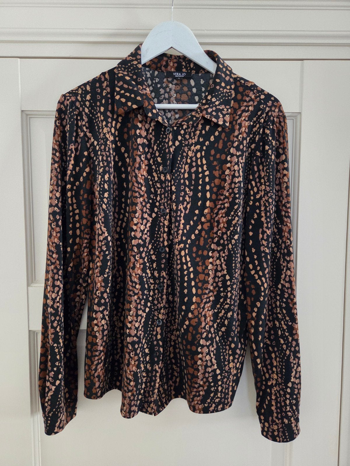 Travelstof blouse van Vera Jo, Maat 38/40 (M), Vera jo, Bruin, Ophalen of Verzenden