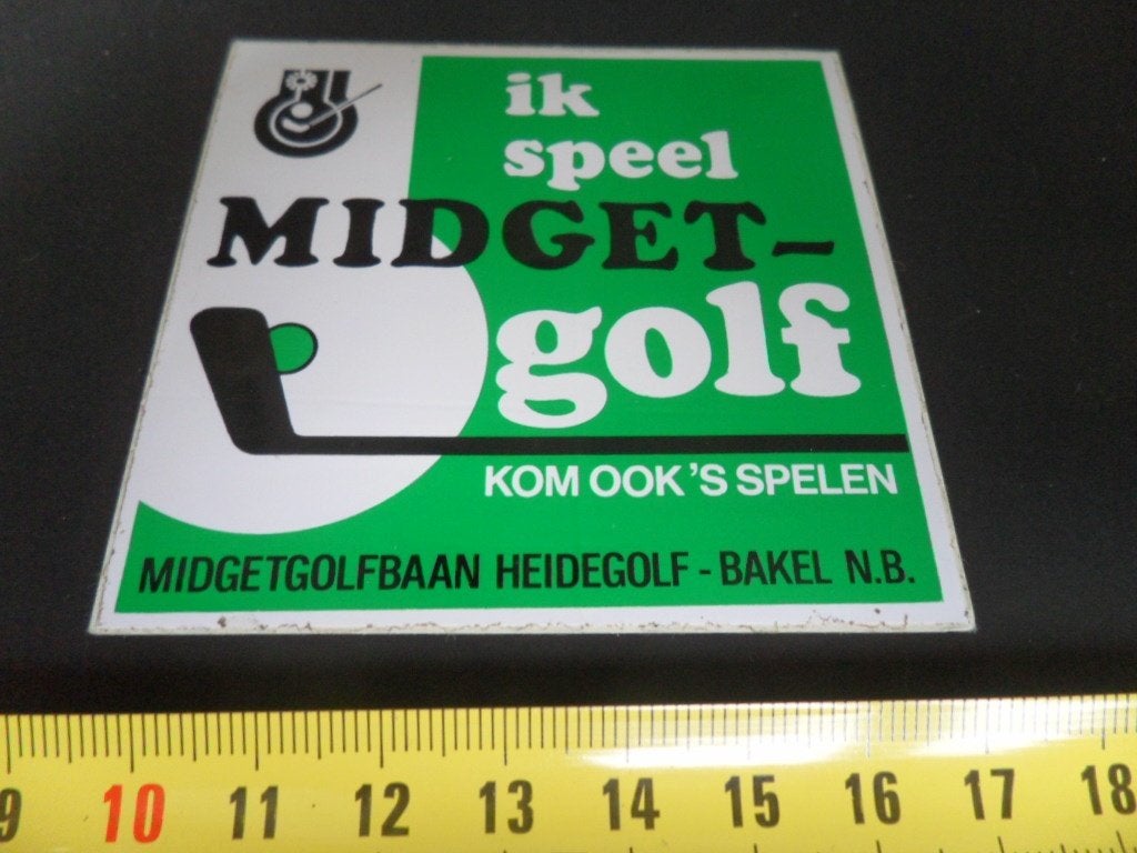 sticker Bakel HEIDEGOLF midgetgolfbaan Ik speel MIDGETGOLF, Verzamelen, Stickers, Zo goed als nieuw, Ophalen