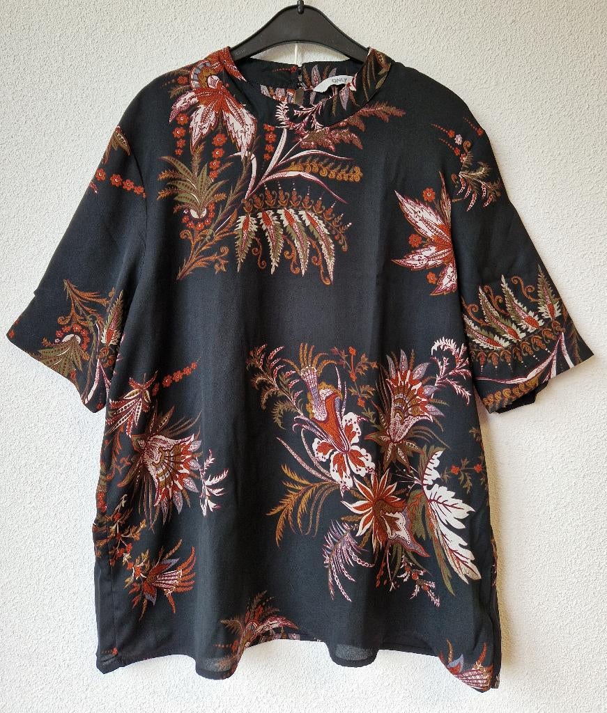 Dames blouse, top korte mouw, Only, Oosters, M, Only.M., Zwart, Maat 42/44 (L), Ophalen of Verzenden