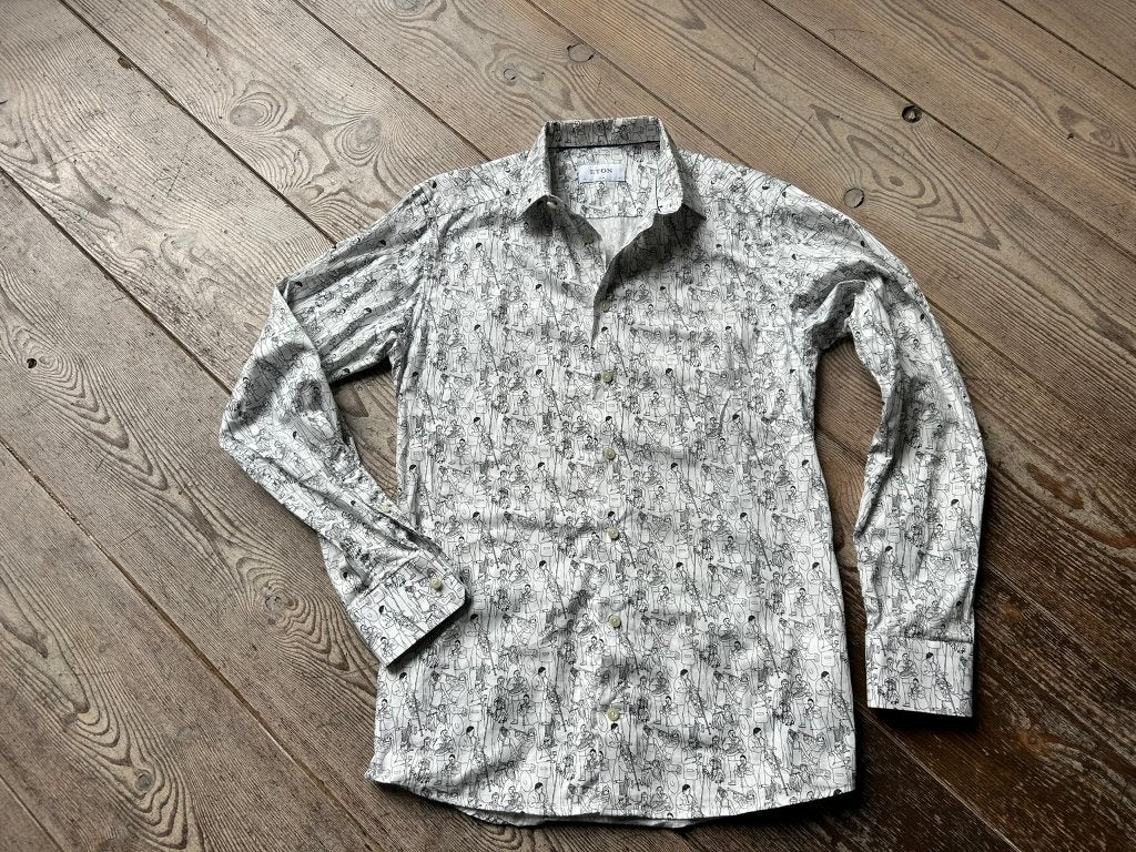 Overhemd Eton, slim fit met tekening maat 38 weinig gedragen, Kleding | Heren, Overhemden, Halswijdte 38 (S) of kleiner, Wit, Eton