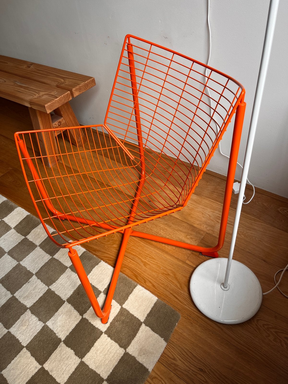 IKEA skalboda oranje metalen draadstoel, Huis en Inrichting, Stoelen, Ophalen, Overige kleuren, Zo goed als nieuw, Metaal