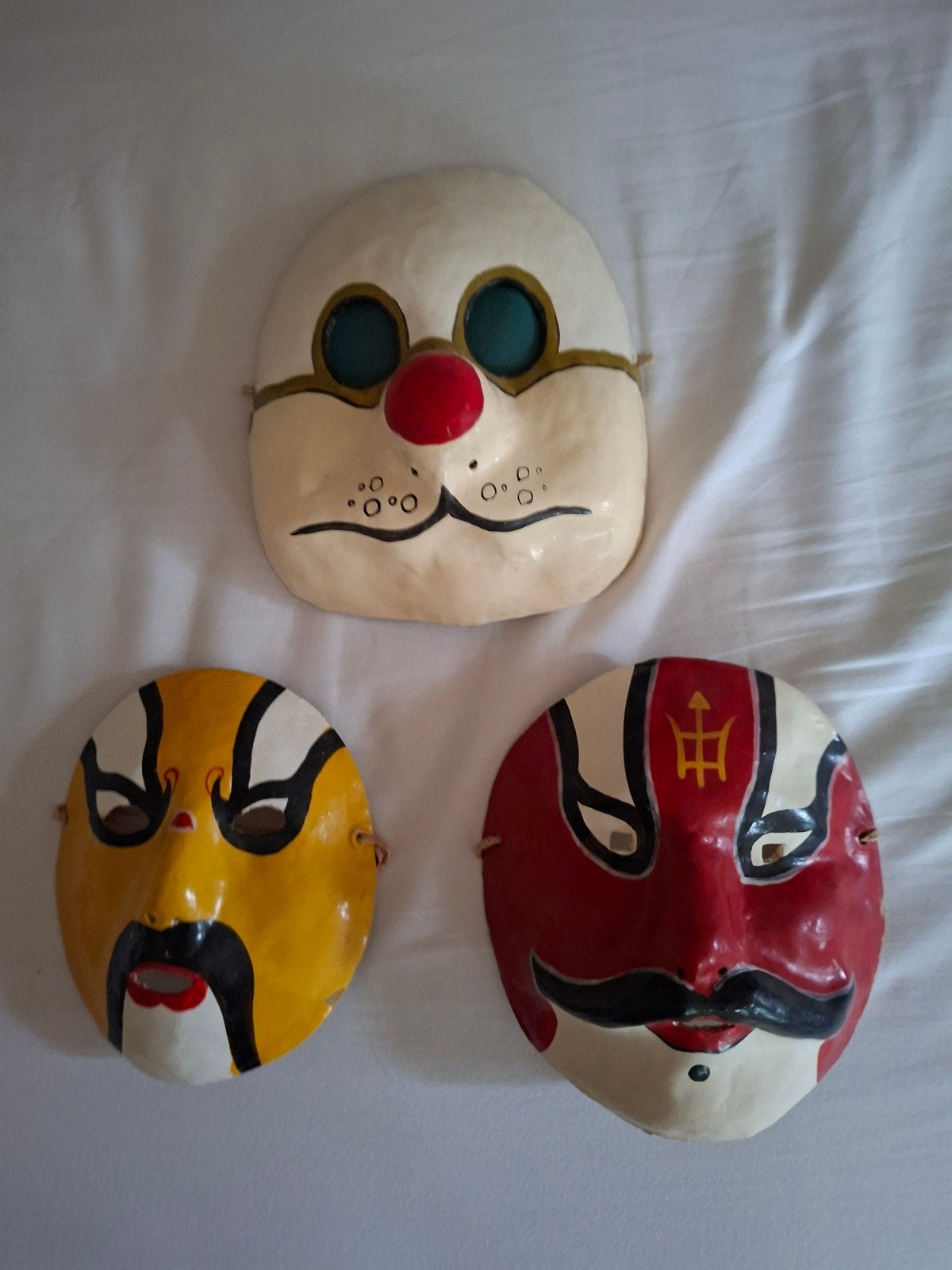 CHINESE THEATER MASKERS VAN PAPIER MACHÉ, Masker, Handgemaakt, Ophalen of Verzenden, Papier/karton