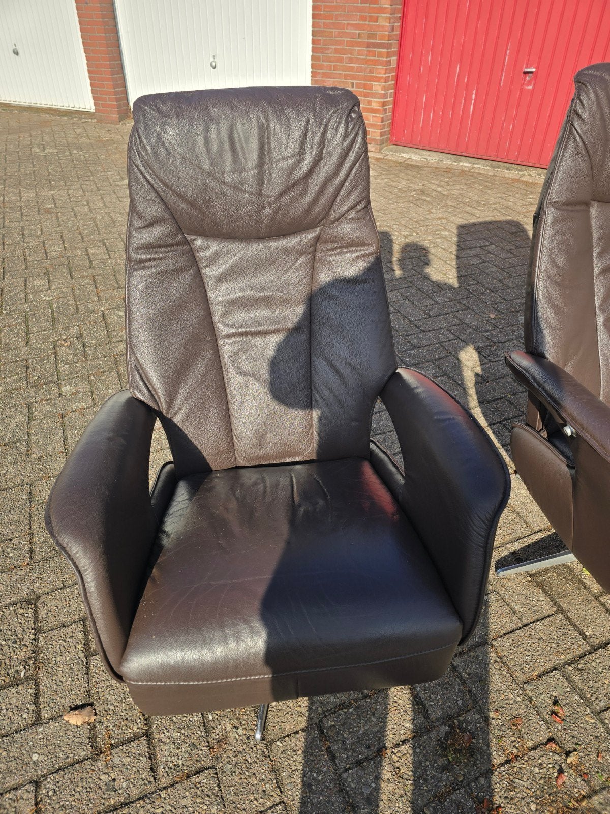Leren relaxfauteuils - Dames en Heren model, Ophalen, Gebruikt, Modern, Comfort, 75 tot 100 cm