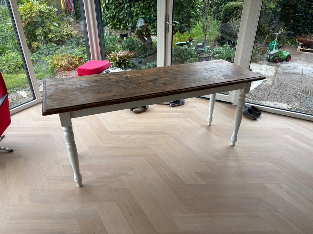 Eettafel - hout 187 x 67 x 80H cm, Huis en Inrichting, Tafels | Eettafels, Ophalen, Gebruikt, 200 cm of meer, 50 tot 100 cm