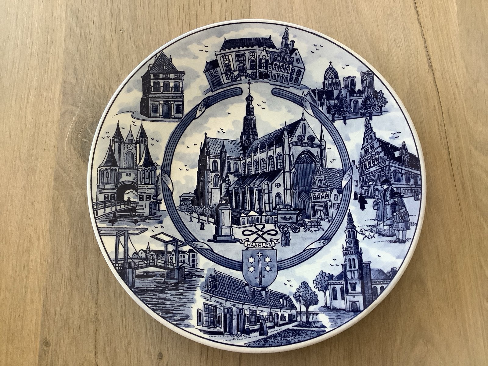Delfts Blauw Haarlem Sierbord - Handgeschilderd 1979, Antiek en Kunst, Ophalen of Verzenden