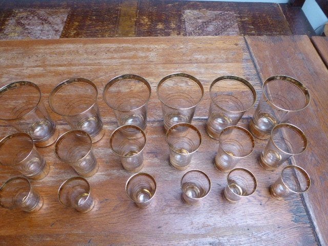18 art deco glazen met goud, de Rupel Booms, Ophalen of Verzenden