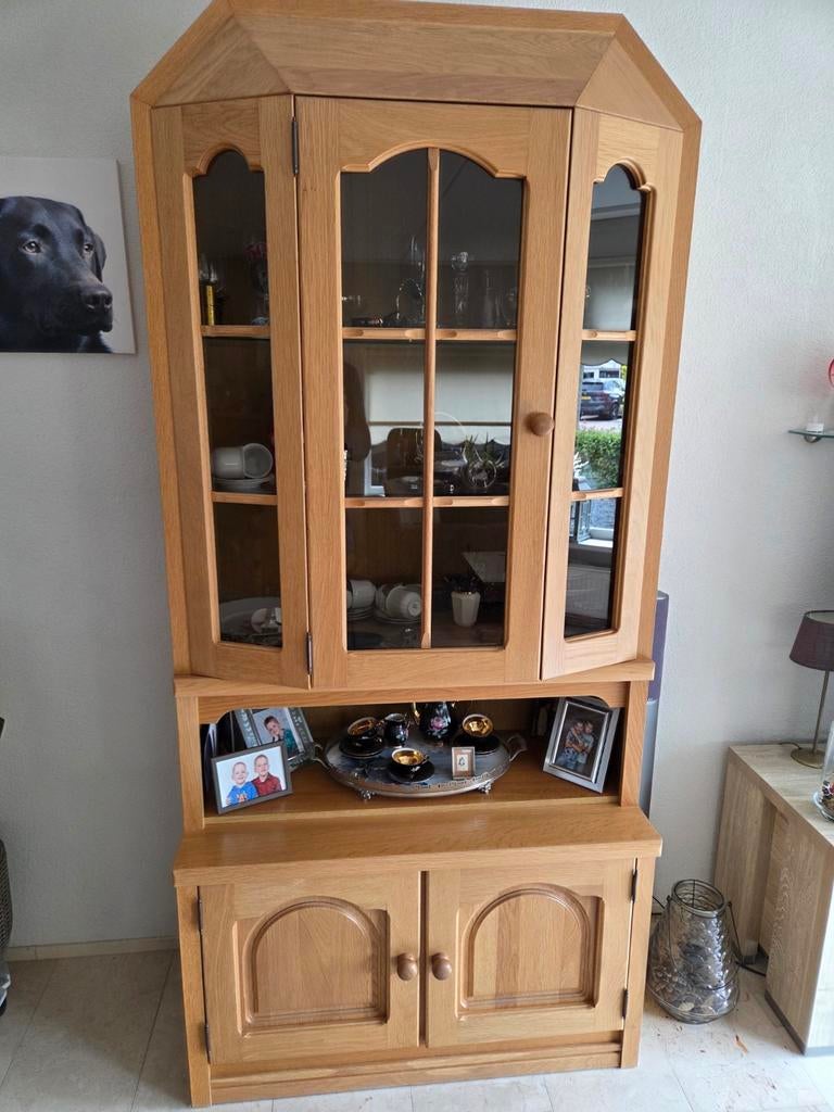 Te koop blank eiken vitrinekast, Huis en Inrichting, Kasten | Vitrinekasten, Ophalen of Verzenden, 25 tot 50 cm, 50 tot 100 cm